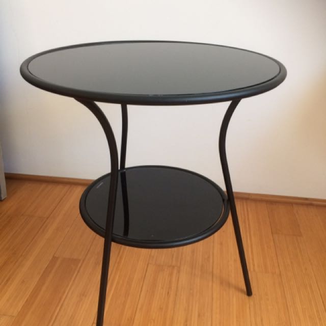 Black Tempered Glass Side Table