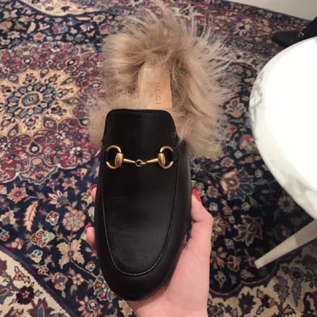 womens gucci fur loafers