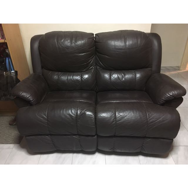 2 Seater Leather Sofa With Leg Rest Furniture Sofas On