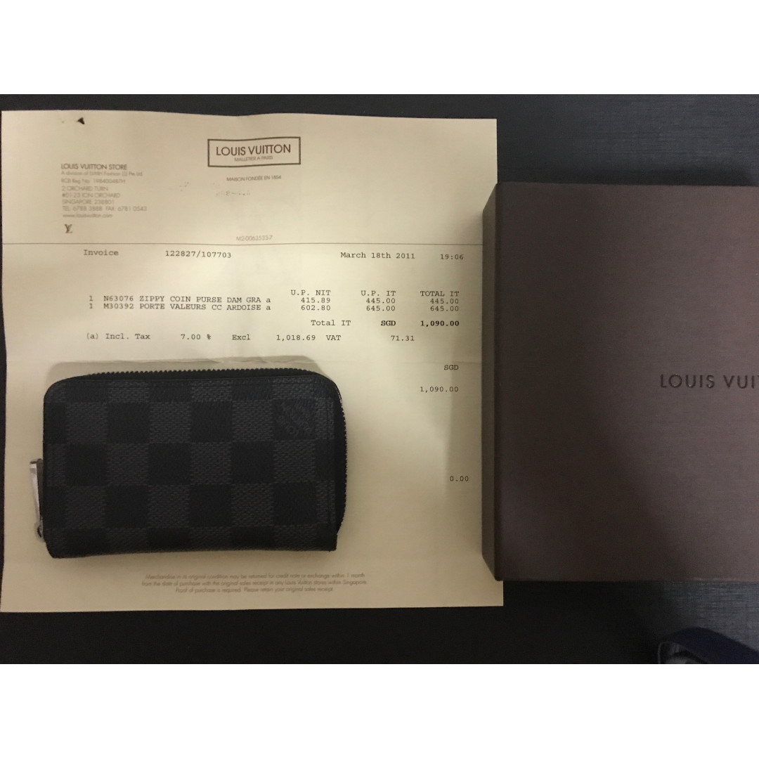 Louis Vuitton N63076 ZIPPY COIN PURSE VERTICAL Damier 4.3 x 3.3 x