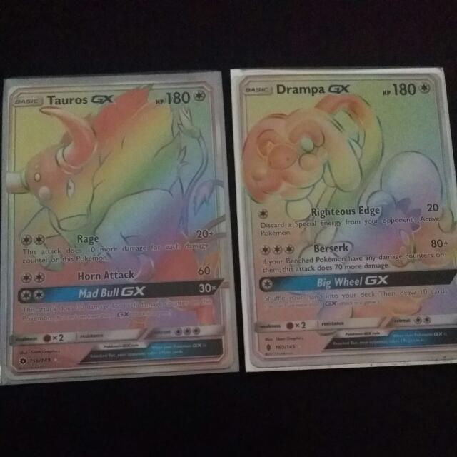 Tauros & Drampa GX Rainbow Rare, Hobbies & Toys, Toys & Games on Carousell