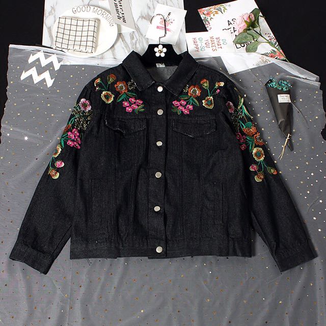 black flower jeans