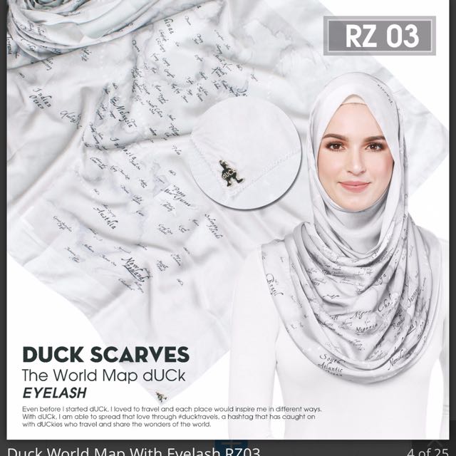 Duck Scarves World Map Edition With Eyelash Women S Fashion Muslimah Fashion On Carousell