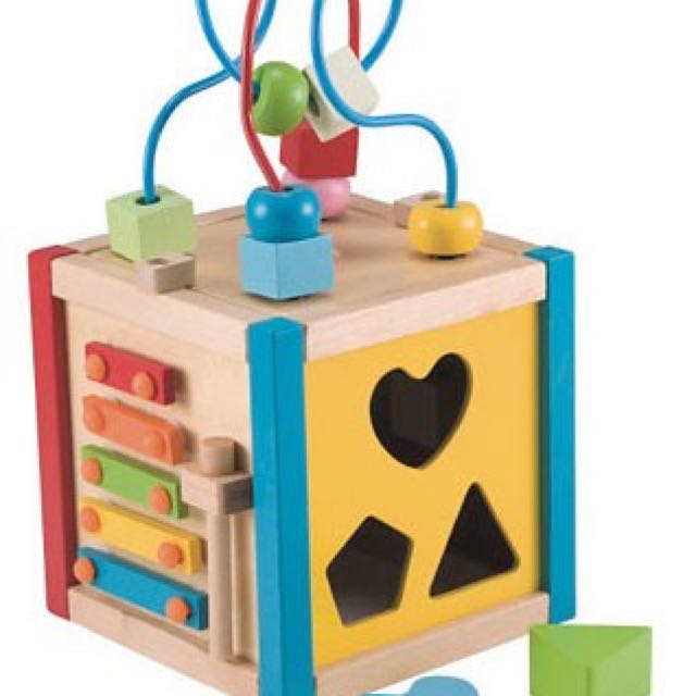 elc mini wooden activity cube