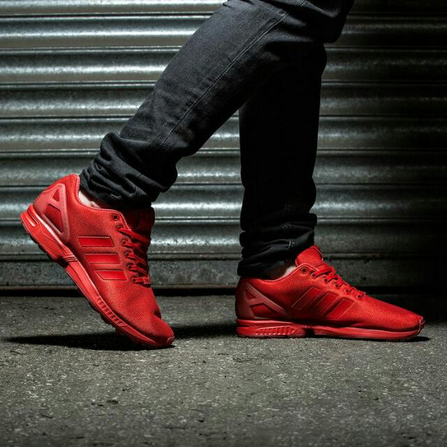 FOR SALE Adidas ZX Flux Triple RED Authentic w OG Size 9.5 but fits both 9.5 and 10 Men s Fashion Footwear Sneakers on Carousell