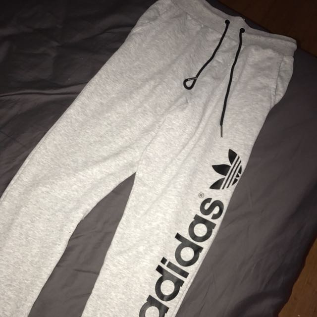 grey adidas trackies