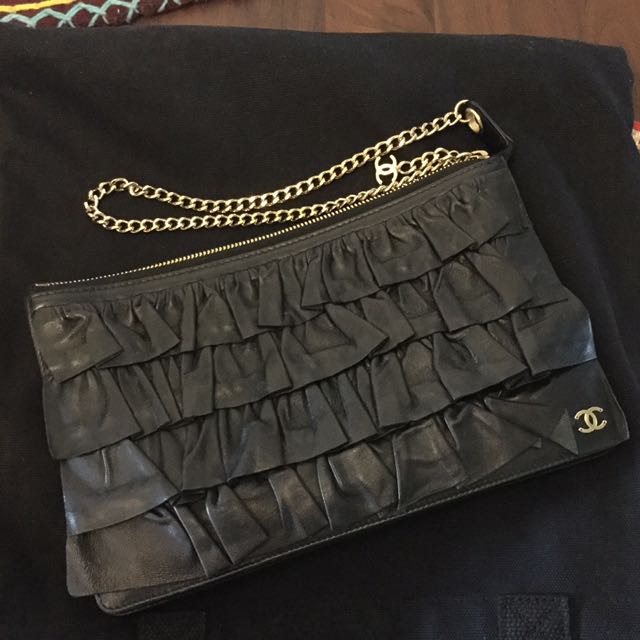 Sold on Instalments! Rare Vintage Chanel Evening Clutch In Black