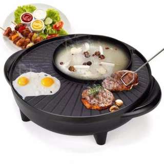 Korean Style 2 in 1 Multifunctional Electric BBQ Raclette Hotpot With Grill Pan