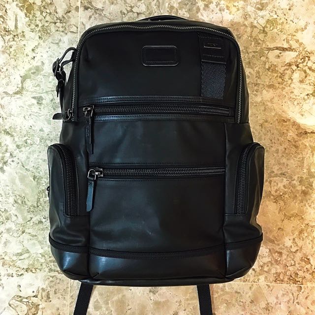 tumi alpha bravo knox leather backpack