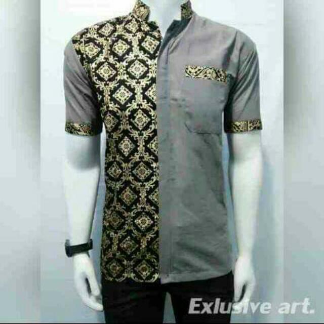 Kemeja Pria Batik Prada Exlusive Art Grey Elegant Modern