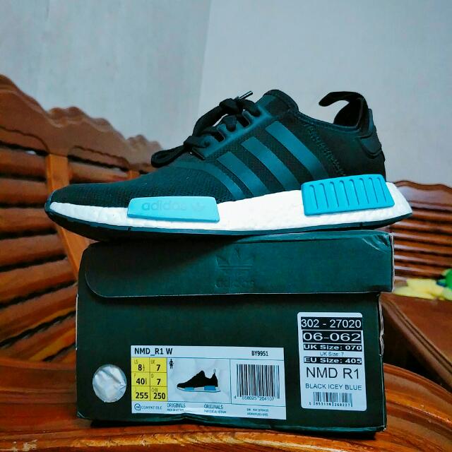 NMD R1 Black Icey Blue Women s Fashion Footwear Sneakers on