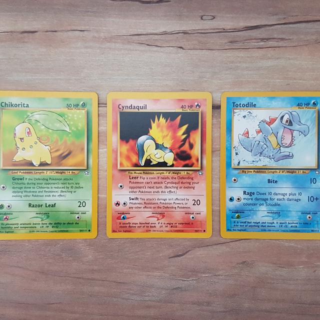 Pokemon Cards NEO GENESIS Chikorita Cyndaquil Totodile Set 2, Hobbies &  Toys, Toys & Games on Carousell