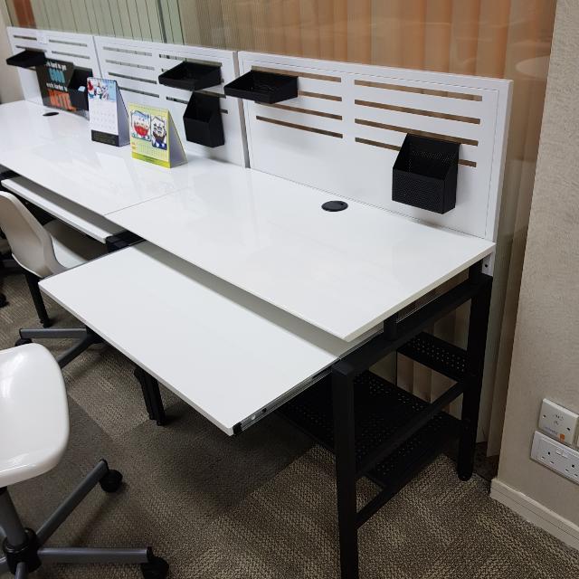 Study Table (White) (Category: Tables & Sets) located in Singapore. Submitted by angela.a (Listing ID 115695927, Image 2). Description: Very good condition Pick up at international plaza 90 length × 50 depth x 74 table height (110 include the back height) Chair not included..
