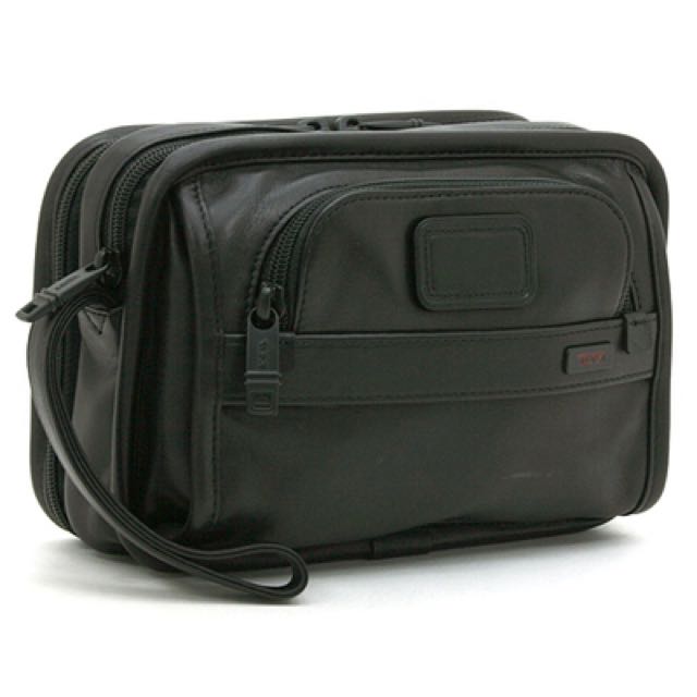 TUMI Alpha Leather Organizer Travel Clutch in Black Men s Fashion