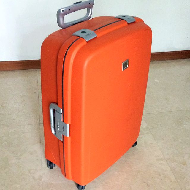 orange hard case luggage