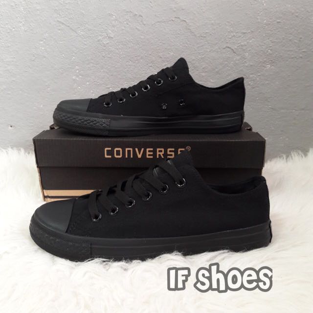 converse all black low cut