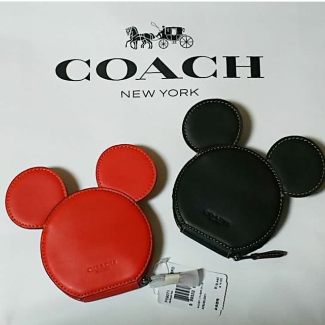 現貨disney Coach聯名款米奇黑色零錢包 名牌精品 精品包包在旋轉拍賣