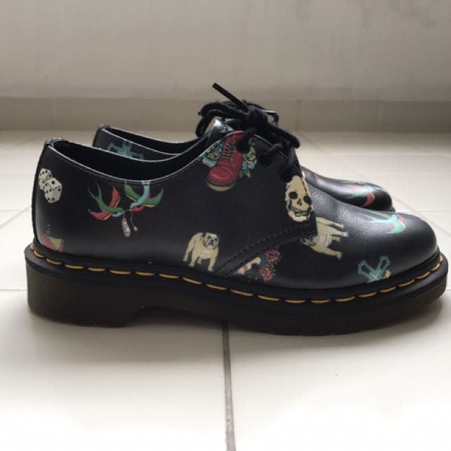 Dr Martens 1461 In Black Skins Tattoo Leather Shoes, Women's Fashion ...