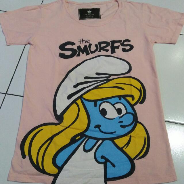 Kaos Smurf Peach Women S Fashion Women S Clothes Tops On Carousell