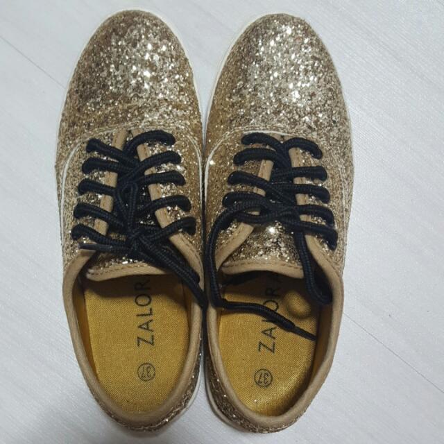 zalora gold glitter sneakers size 37 Women s Fashion Footwear