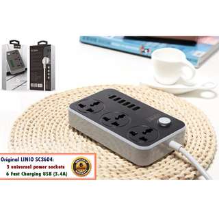 LDNIO SC3604 Power Strip Travel Home with 3 Universal Sockets + 6 USB Fast Charging Ports 6Mth Warr