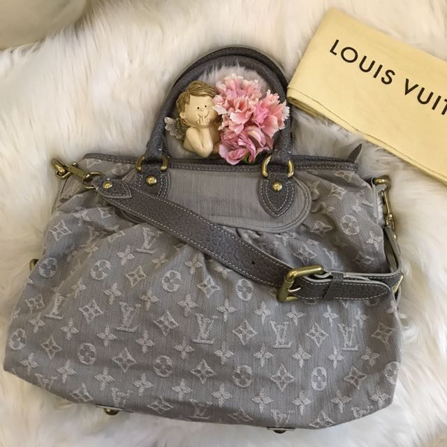 Authentic Louis Vuitton Denim Neo Cabby Gm Crossbody Bag Signature Leather  Soft Purse