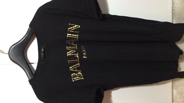 beviser næve Mediate BALMAIN X H&M T-Shirt, Luxury, Apparel on Carousell