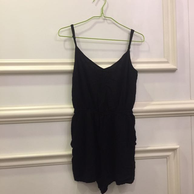 plain black playsuit