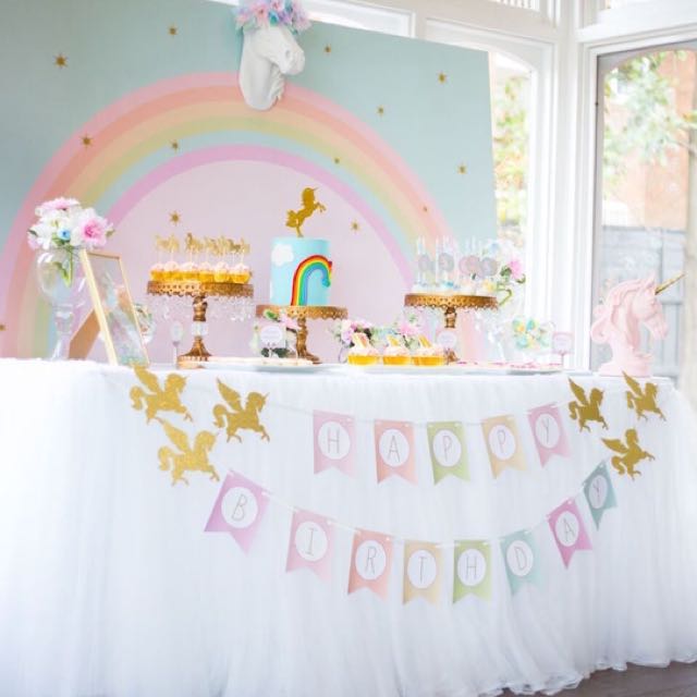 Unicorn Table Set Up / Tutu Tulle Table Skirting ...