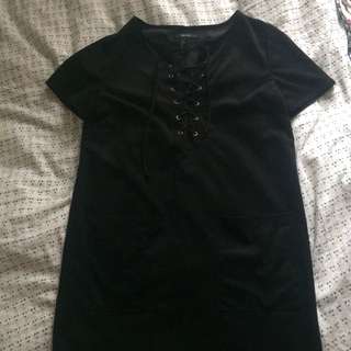Black Tie Up T Shirt Dress