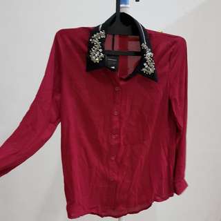 Maroon Embroidery Top