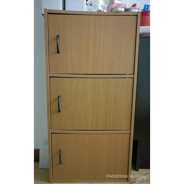 3 Tier Storage Book Shelf Cabinet With Doors Home Furniture