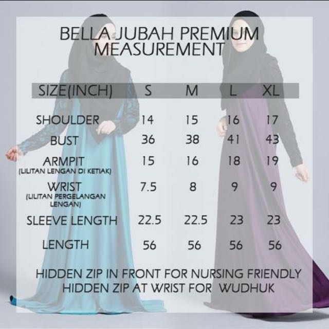Bella Ammara Size Chart