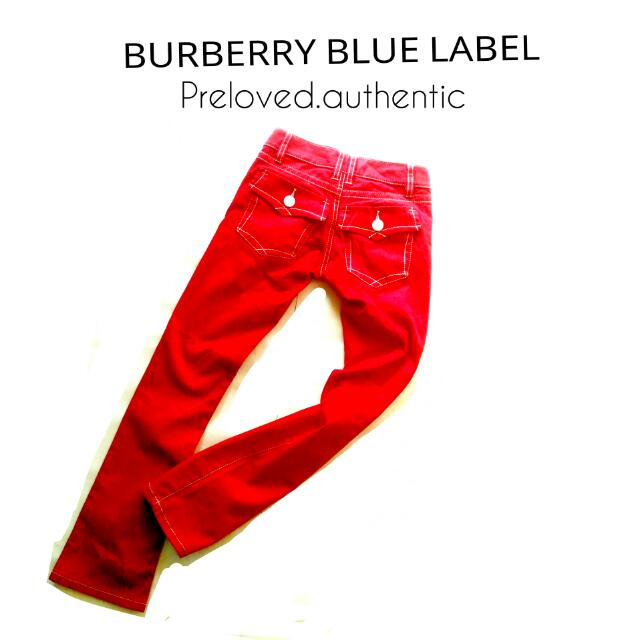 Burberry London Blue Label Red Jeans Size 24 Fesyen Wanita Pakaian Wanita Di Carousell