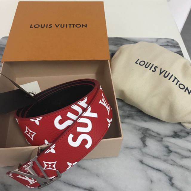 LV supreme Belt red, Luxury, Accessories on Carousell