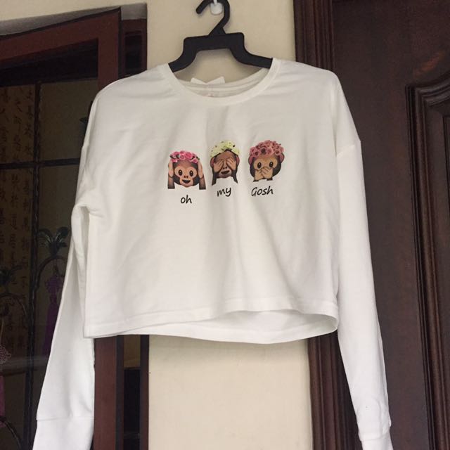 New Oh My Gosh Monkey Crop Sweater Women S Fashion Clothes