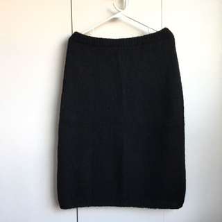 Size L-Xl Vintage Mixed Wool Angora Black Sweater Skirt Vintage!!!