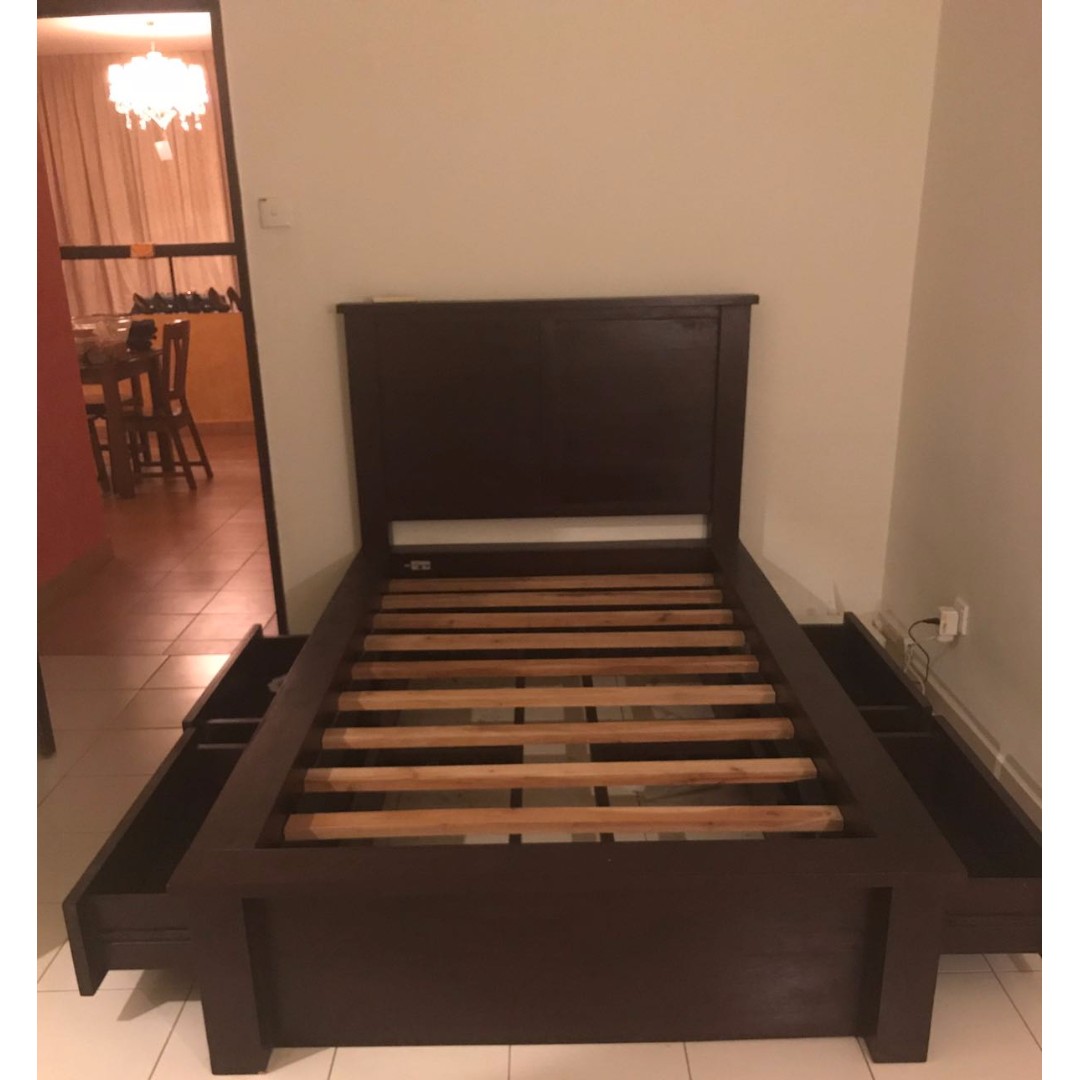 Featured image of post Single Wooden Bed Frame With Drawers