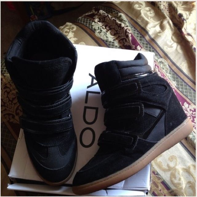 aldo wedge sneakers black