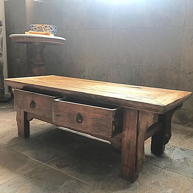 Authentic Chinese Low Table With 2 Drawers With Wax Seal