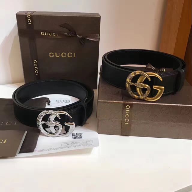 Leather belt with double g buckle with snake hot sale