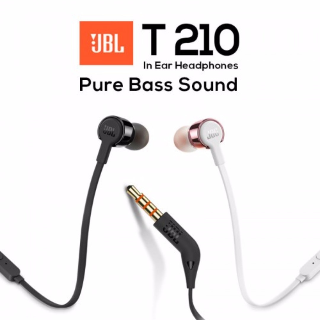 JBL T210 In-Ear Headphones with Mic (Pure Bass), Audio, Headphones on Carousell