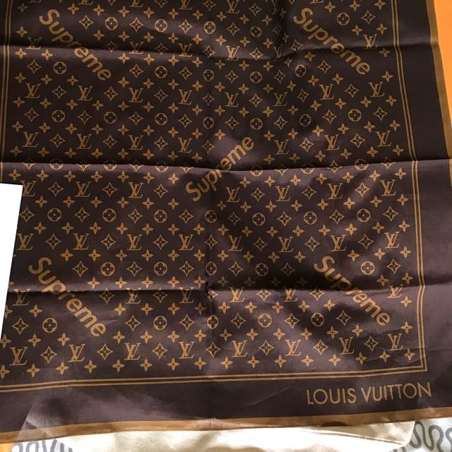 Lv X Supreme Red Bandana Scarf, Luxury, Accessories on Carousell