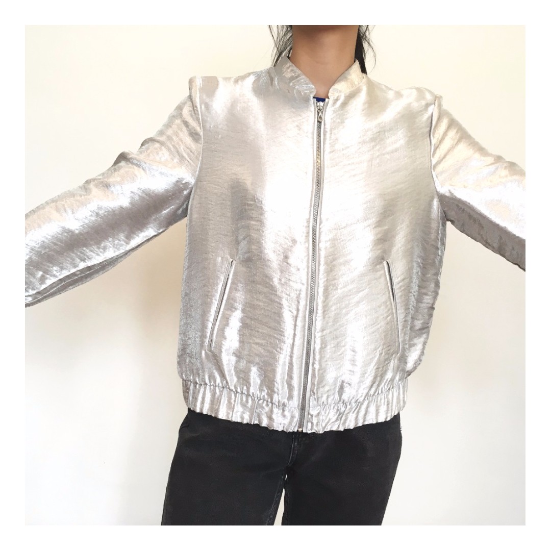 silver leather jacket zara