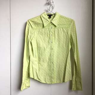 Size S Club Monaco Light Green Dress Short Button Up Office Shirt 100% Cotton