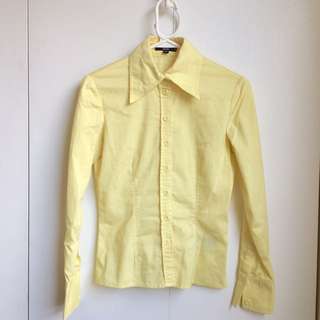 Size S Bedo Canadian Slight Stretch Bring Yellow Dress Short Office Button Up Shirt