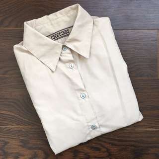 Size S Light Beige Dress Shirt Office Button Up Shirt