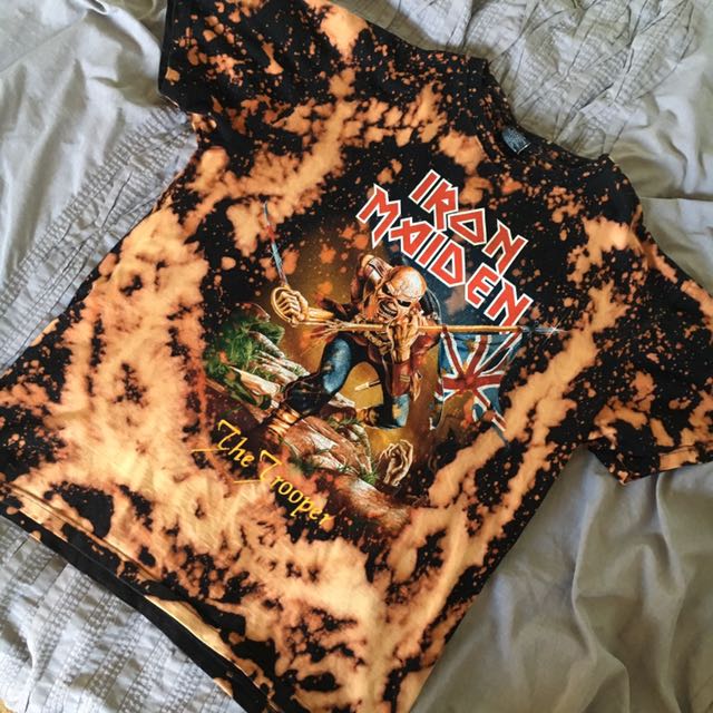 Custom Bleached Heavy Metal Band T Shirt Men S Fashion Clothes