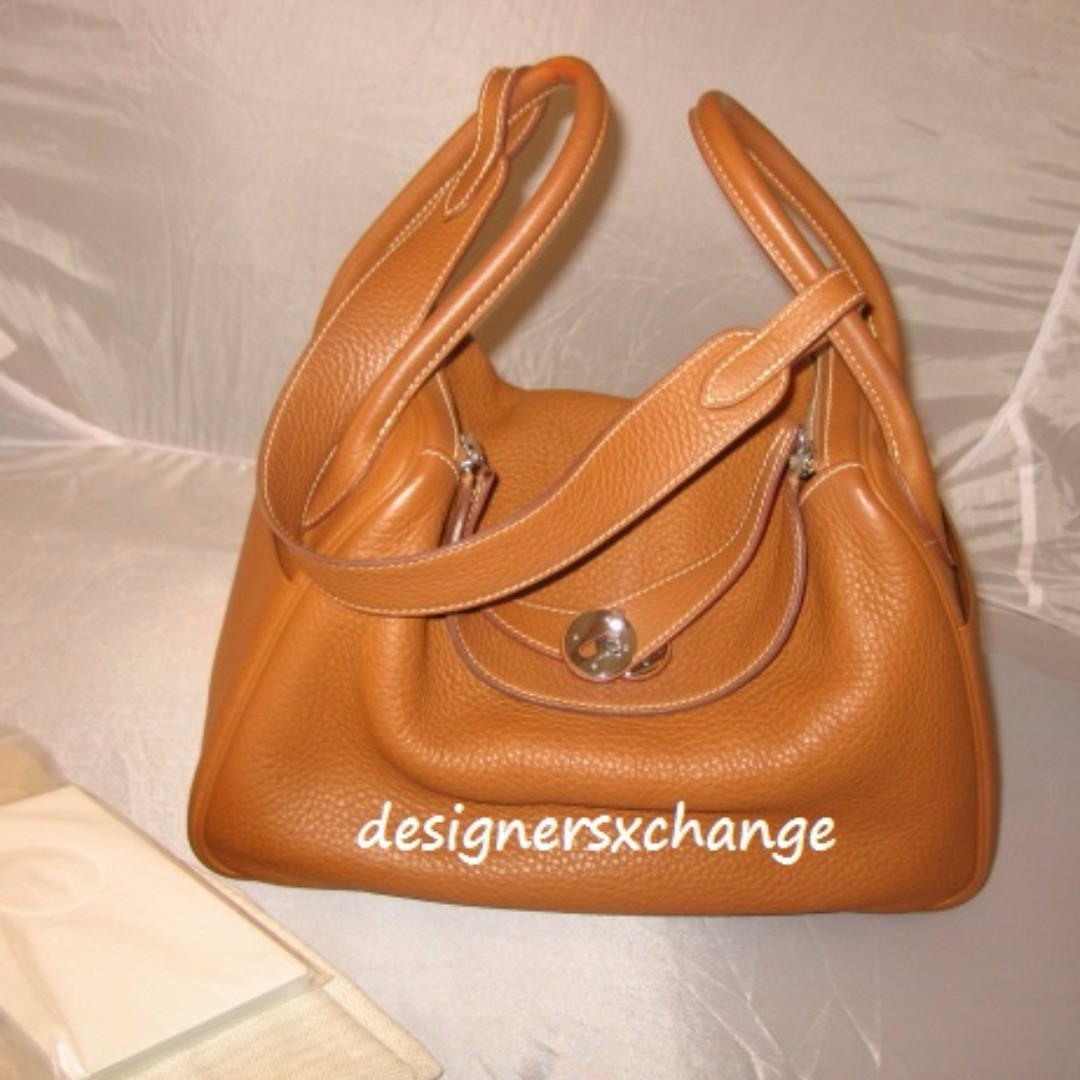 Hermes Gold Taurillon Clemence Leather Palladium Finished Lindy 34 Bag  Hermes