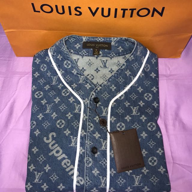 Louis vuitton blue baseball jersey shirt lv luxury clothing